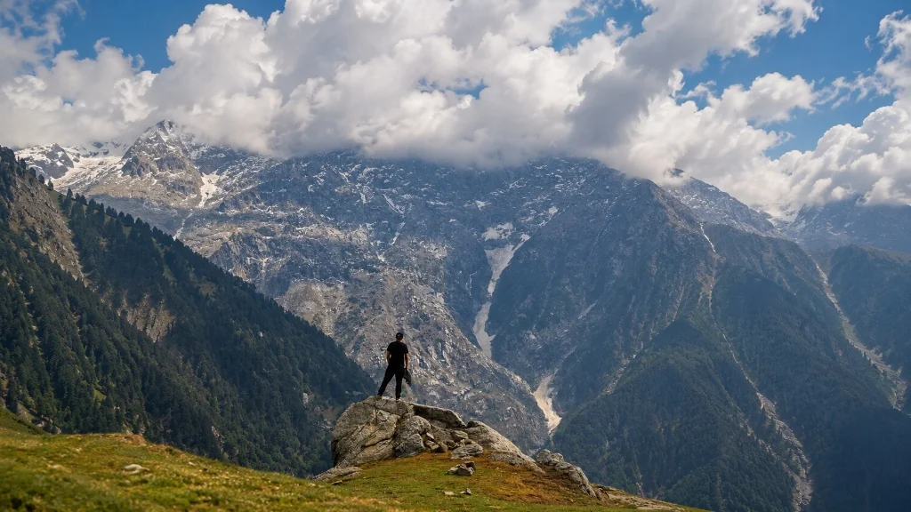 Triund Trek trail in Dharamshala, Himachal Pradesh for Trippy Travels trekking adventure itinerary